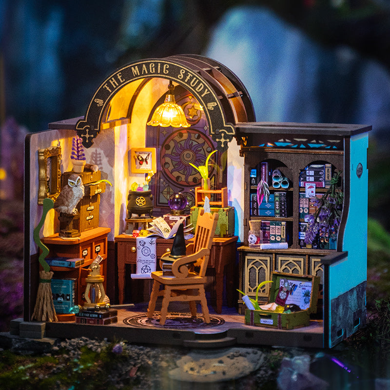 ROBOTIME DIY Miniature House Kit Magic Study Craft Model Kits