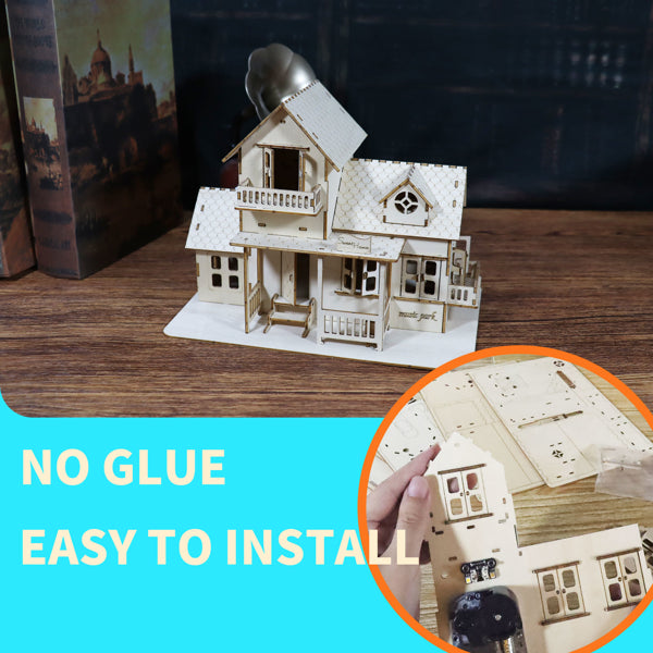3D Wooden Puzzle Home Music Box Hands Craft Miniature Dollhouse Kits 3D Model Diy House Building With LED Night Lights Gifts For Christmas