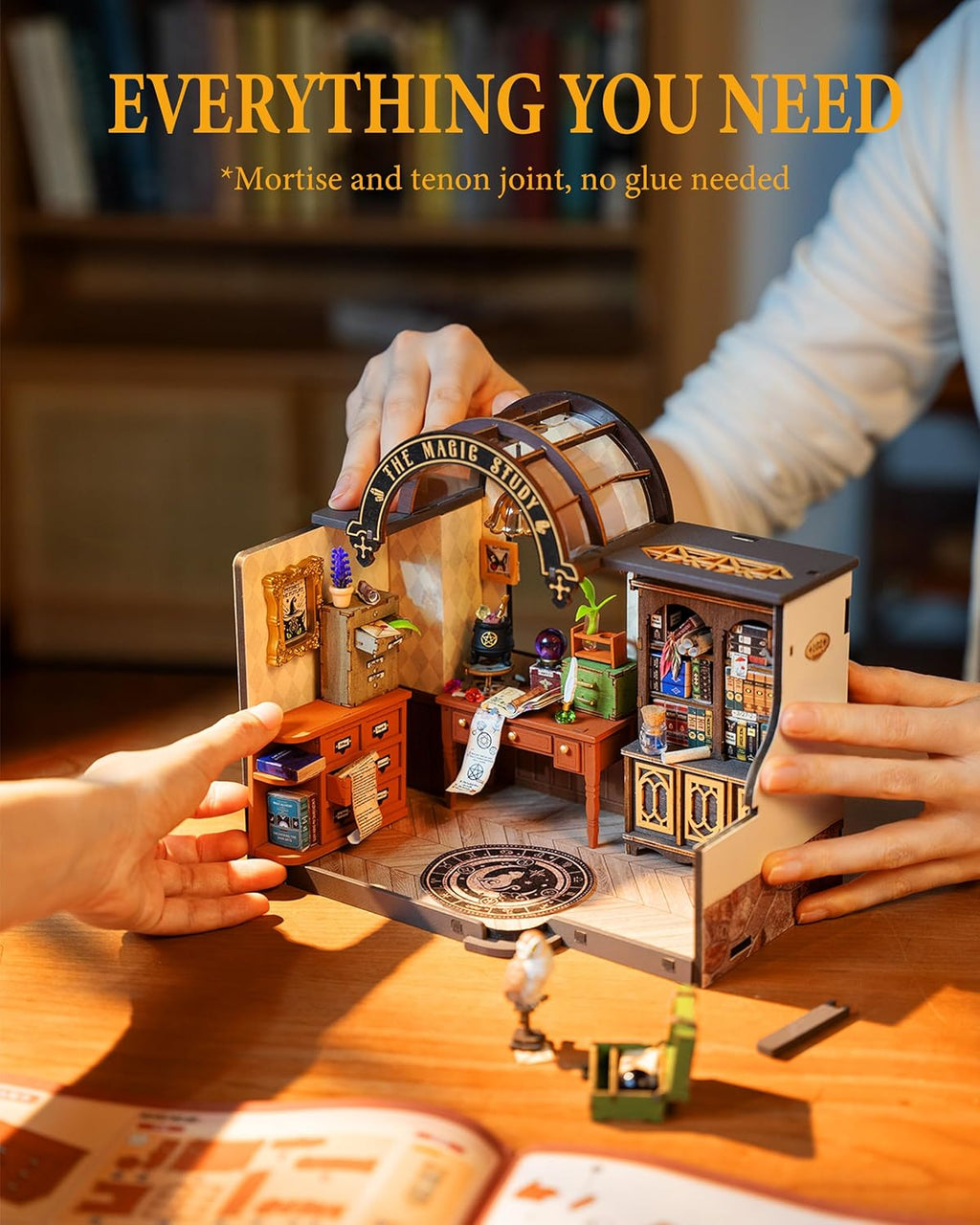 ROBOTIME DIY Miniature House Kit Magic Study Craft Model Kits